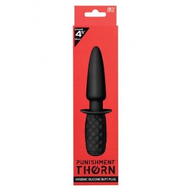 Черная анальная пробка с ручкой PUNISHMENT THORN SILICONE BUTT PLUG